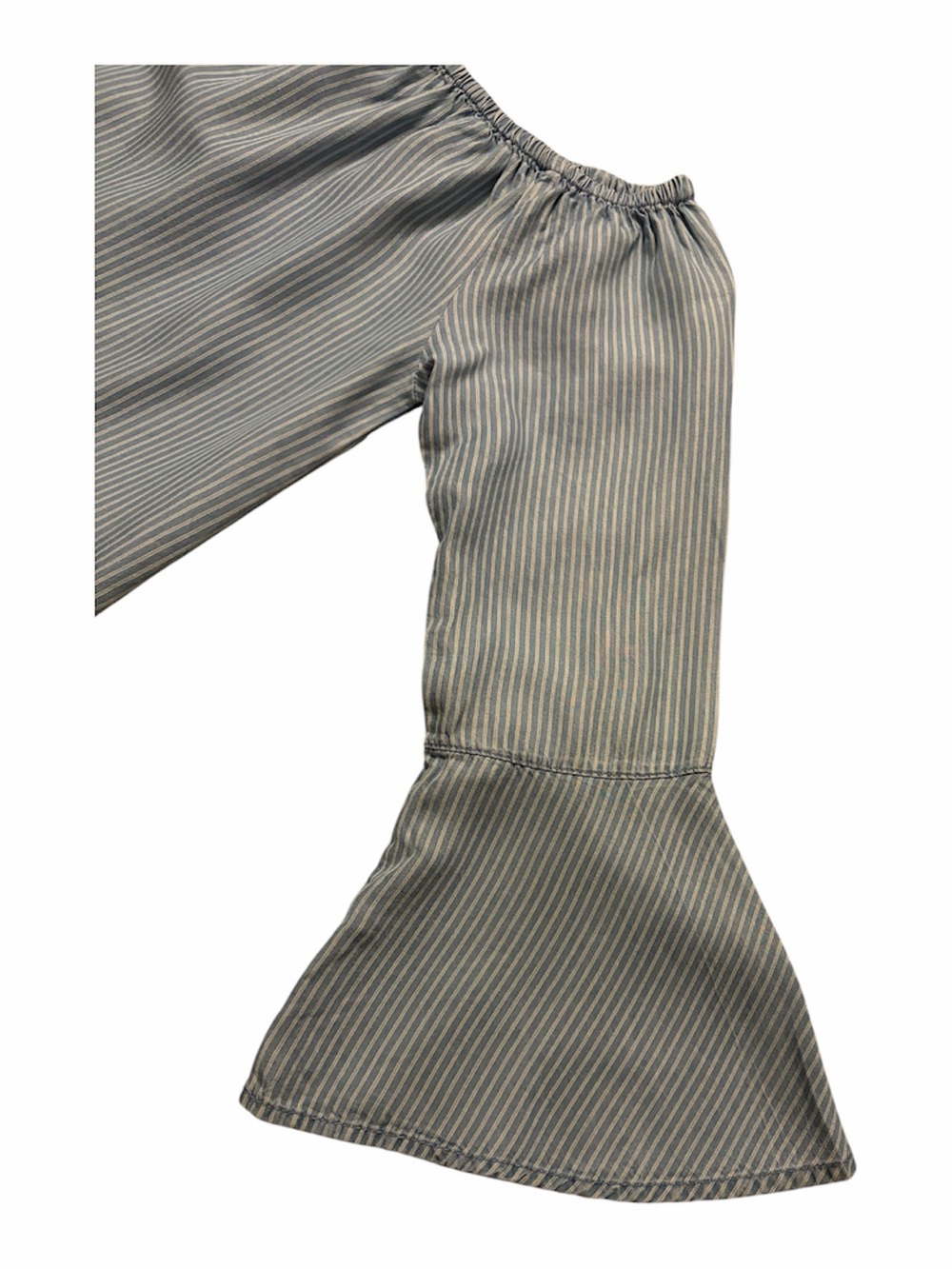 NWOT BeachLunchLounge Off-Shoulder Bell-Sleeve Top - Light Blue Stripe Small - Picture 4 of 4